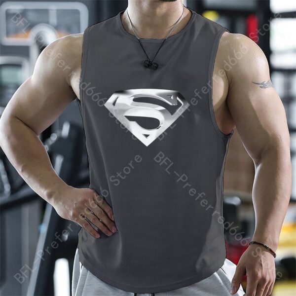 Camiseta regata de ginástica masculina, respirável, camiseta sem mangas, secagem rápida, colete running, treino, roupas de verão - Image 2