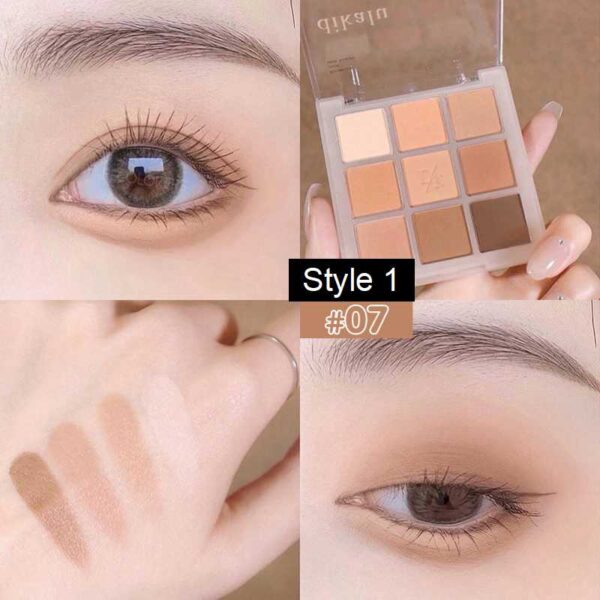 Sombra 9 Colors Glitter Eyeshadow Palette Pearlescent Matte Earth Color Acrílico Paleta de Sombras Impermeável, Coreano - Image 28