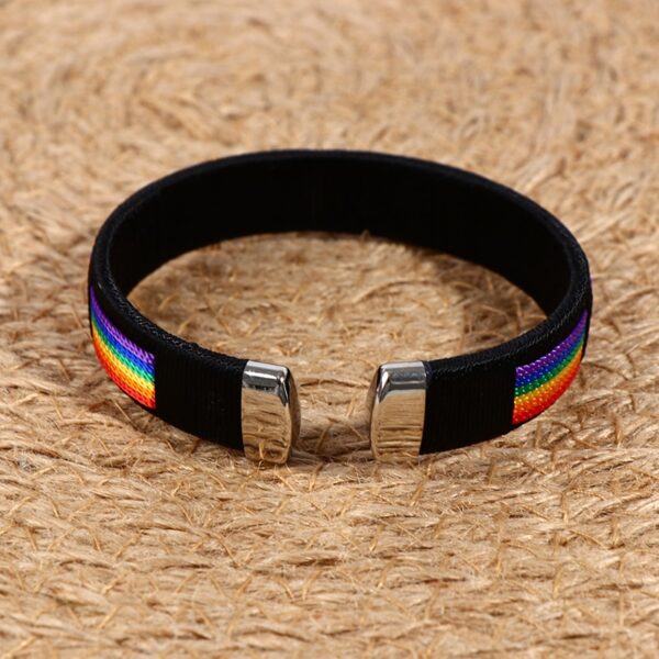 Pulseiras LGBT Gay Pride Rainbow, Lésbicas, Gays, Bissexuais, Transgêneros, Punho Aberto - Image 6