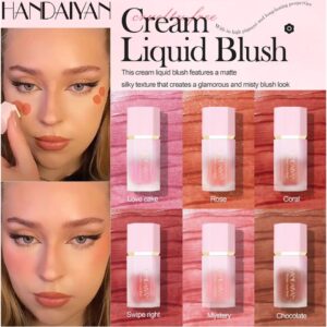 Blush de Maquiagem HANDAIYAN Multiuso Impermeável com Esponja, Líquido, Nutritivo, Bochecha, Cosméticos para Olhos e Lábios