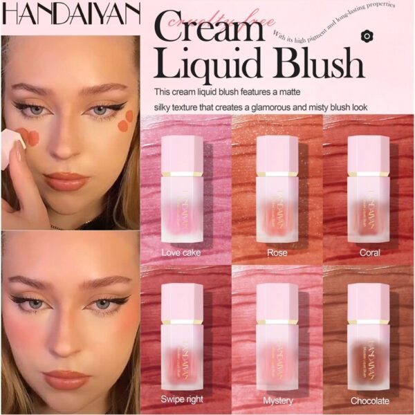 Blush de Maquiagem HANDAIYAN Multiuso Impermeável com Esponja, Líquido, Nutritivo, Bochecha, Cosméticos para Olhos e Lábios