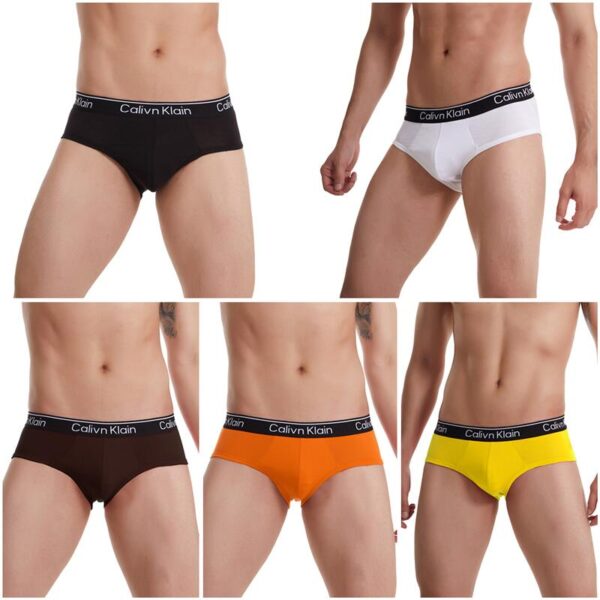 Kit 5pcs Cueca masculina respirável gelo seda roupa interior cuecas 3d-pouch tanga - Image 9