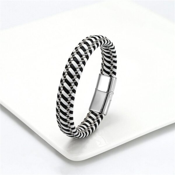 Pulseira de corda trançada, Aço inoxidável couro, jóias vermelhas masculinas - Image 10