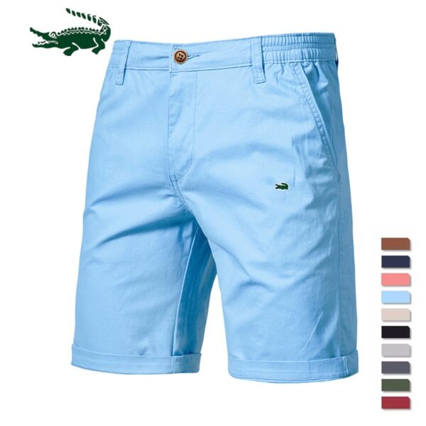 Bermuda 100% Algodão Sólidos 2023 Novo Verão, de Alta Qualidade Casual Business Social Cintura Elástica, 10 Cores - Image 2
