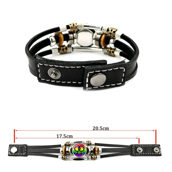 Pulseira LGBTQ orgulho arco-íris, bissexual pansexual snap botão, gay, amizade, lésbica, couro unissex - Image 12