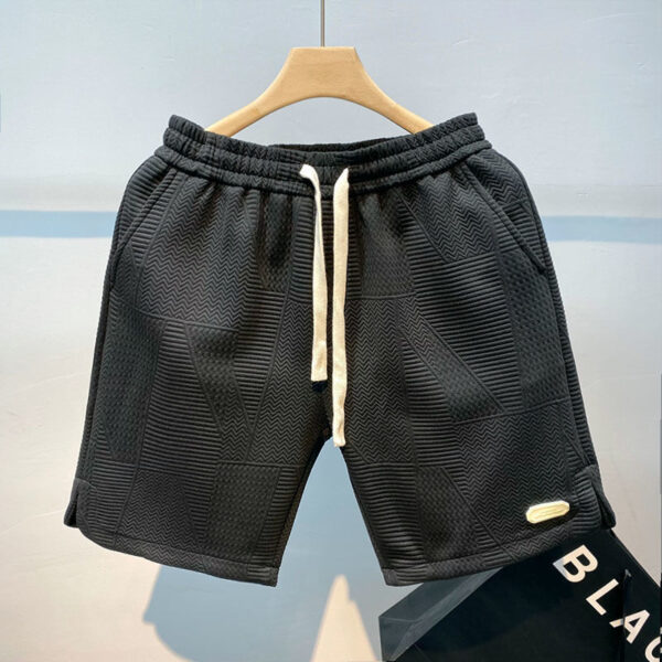 Shorts esportivos com cordão solto masculino, calça de jogging casual, padrão ondulado, monocromático, esportivo, verão - Image 2