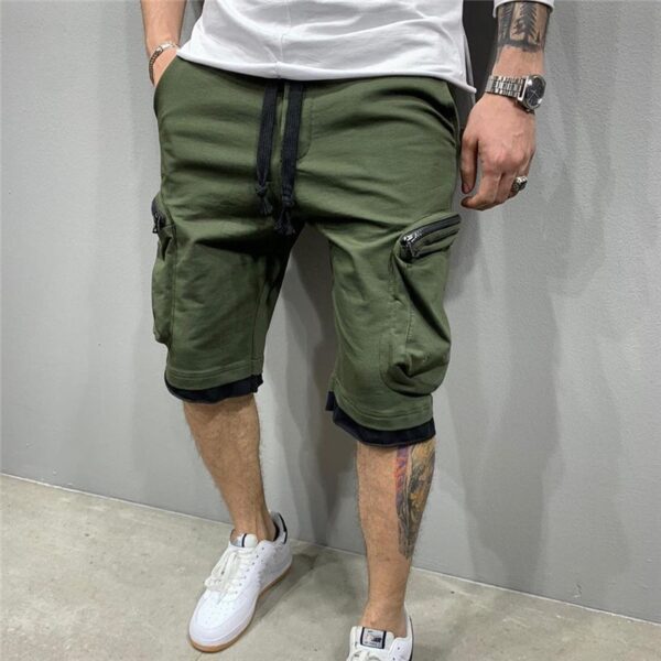 Bermuda Masculina curta solta para jogging, moda casual de streetwear fitness, esportivos com vários bolsos, hip cargo, verão - Image 7