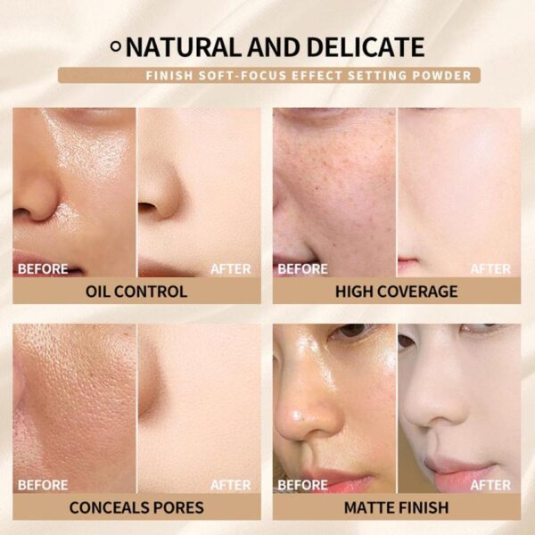 Pó pressionado rosto, controle de óleo, acabamento suave, pó facial impermeável, maquiagem. - Image 9