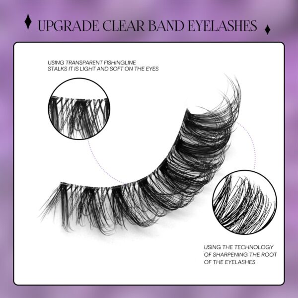 Cílios GROINNEYA-Pacote de Cílios Vison, 3D Clear Band, Manga Falsa, Olho de Gato, Natural, 5 Pares, 10 Pares - Image 16