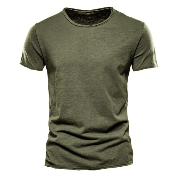 Camiseta monocromática com decote em O masculina, camiseta clássica, 100% algodão, alta qualidade, verão - Image 16