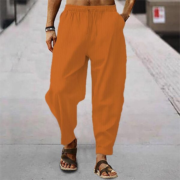 Calça casual solta de linho de algodão masculina, calça monocromática, streetwear, listra de 15 cores, primavera, outono, S-3XL - Image 15