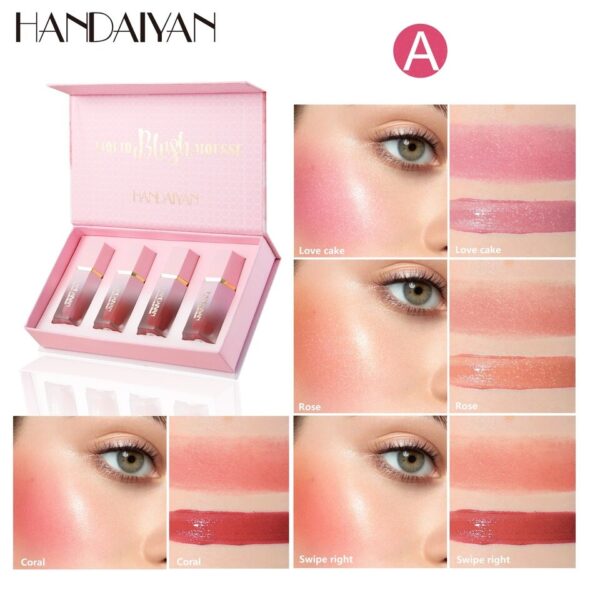 Blush de Maquiagem HANDAIYAN Multiuso Impermeável com Esponja, Líquido, Nutritivo, Bochecha, Cosméticos para Olhos e Lábios - Image 13