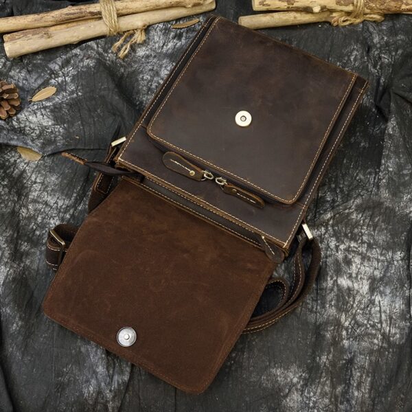 Bolsa em couro, Alta qualidade, de ombro masculino crossbody grosso - Image 2