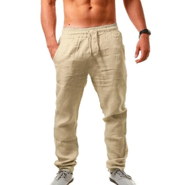 Calça Casual Algodão de linho masculino respiráveis, streetwear, jogging outono / verão - Image 3