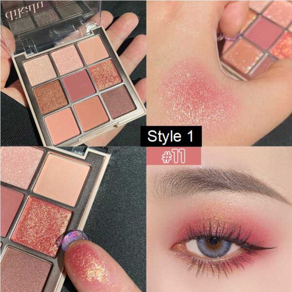 Sombra 9 Colors Glitter Eyeshadow Palette Pearlescent Matte Earth Color Acrílico Paleta de Sombras Impermeável, Coreano - Image 27