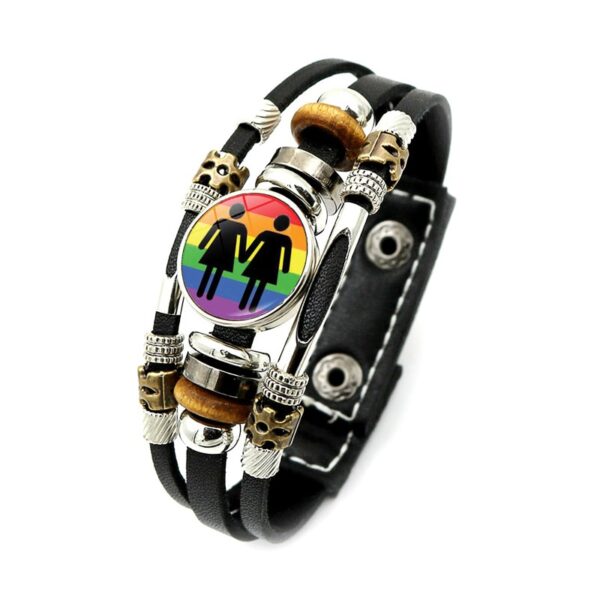 Pulseira LGBTQ orgulho arco-íris, bissexual pansexual snap botão, gay, amizade, lésbica, couro unissex - Image 11