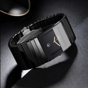 Relógio masculino de cerâmica retangular preta OUPAI, quartzo ultra fino, fadeless, scratchless, moda antiga, 34mm, nova chegada, 2022