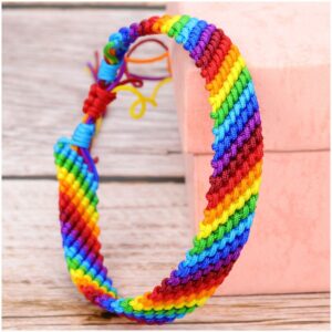 Pulseira tecida LGBTQ, pulseira artesanal na moda, fibra de poliéster, pulseira ondulada Terylene