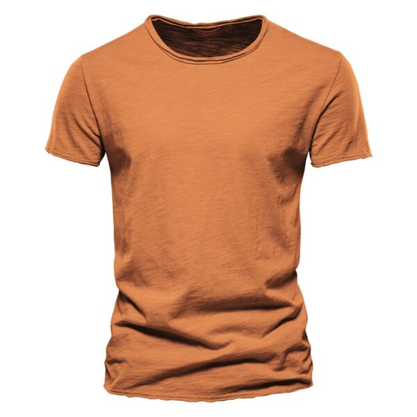 Camiseta monocromática com decote em O masculina, camiseta clássica, 100% algodão, alta qualidade, verão - Image 20