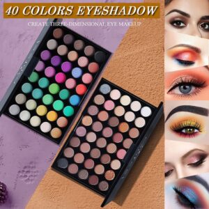 Paleta de sombra fosca impermeável, glitter, palete de maquiagem duradoura, moda shimmer, olhos de beleza feminina, 40 cores