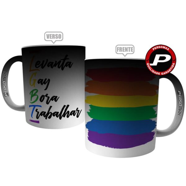 Caneca LGBT Levanta Gay Bora Trabalhar-Cerâmica, Orgulho LGBTQIA+Bandeira Colorida - Image 7