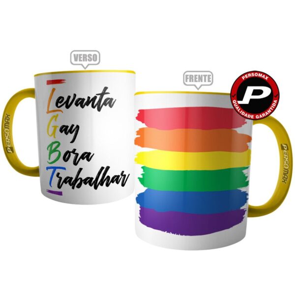 Caneca LGBT Levanta Gay Bora Trabalhar-Cerâmica, Orgulho LGBTQIA+Bandeira Colorida - Image 6