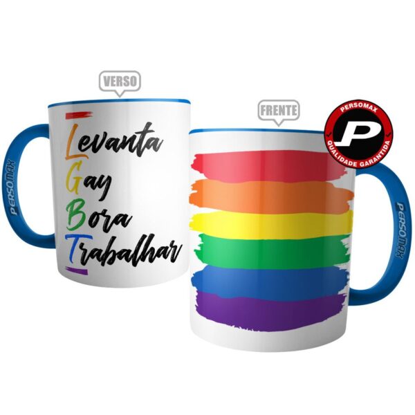 Caneca LGBT Levanta Gay Bora Trabalhar-Cerâmica, Orgulho LGBTQIA+Bandeira Colorida - Image 5