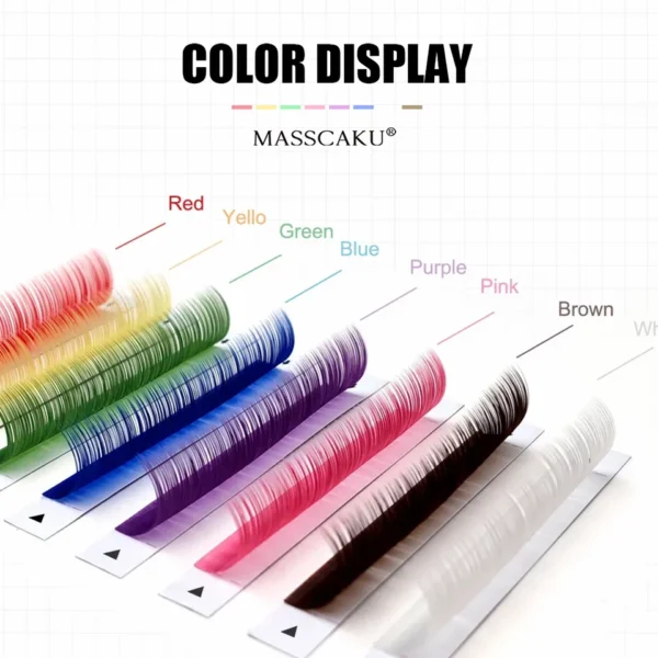 Cílios postiço colorido, extensão, clássico, Masscaku 16 linhas, profissional individuais falsos cílios comprimento misto colorido - Image 3