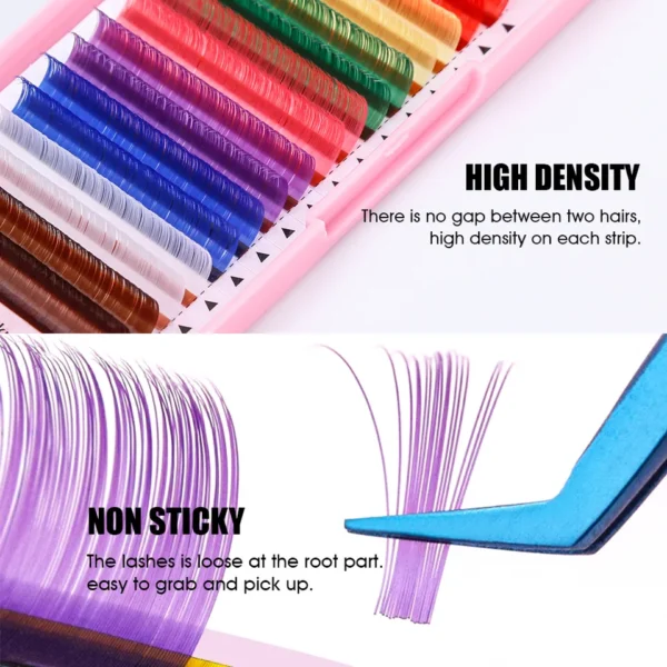 Cílios postiço colorido, extensão, clássico, Masscaku 16 linhas, profissional individuais falsos cílios comprimento misto colorido - Image 6