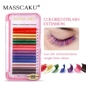 Cílios postiço colorido, extensão, clássico, Masscaku 16 linhas, profissional individuais falsos cílios comprimento misto colorido