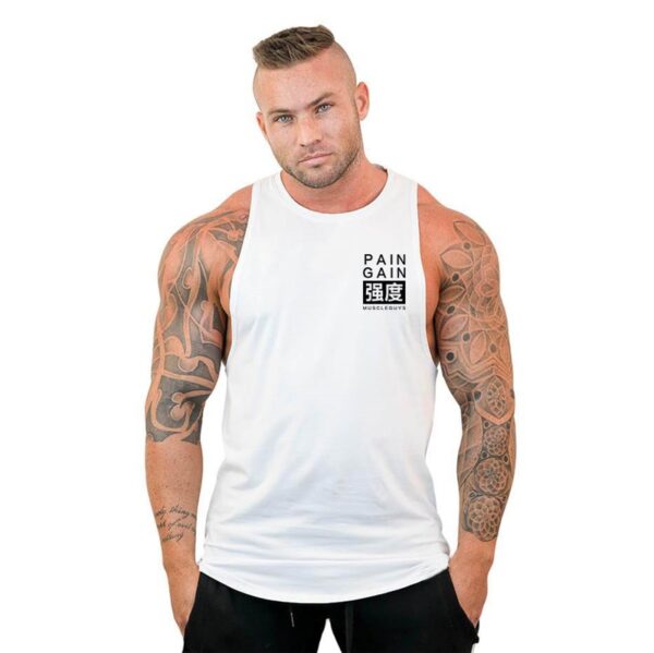 Camiseta masculina regata esportiva sem mangas, camiseta com corte muscular, camisa em y para treino - Image 7