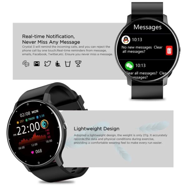 Relógio de pulso, Lige 2023, inteligente tela de toque completa, esporte fitness relógio ip67 à prova d água, bluetooth para android ios smartwatch masculino + caixa - Image 2