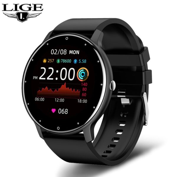 Relógio de pulso, Lige 2023, inteligente tela de toque completa, esporte fitness relógio ip67 à prova d água, bluetooth para android ios smartwatch masculino + caixa - Image 5
