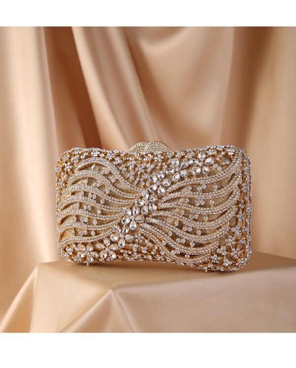 Bolsa feminina Cristal Diamante Beading Clutch Purse, Evening Bag, Chain Shoulder Bag, Prata, Ouro, Preto - Image 17