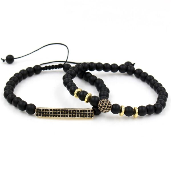 Pulseiras masculina, kit 3 pçs, micro pave cz 8mm disco ball & bar encantos, conjunto, 6mm matte contas de pedra pulseira bileklik - Image 37