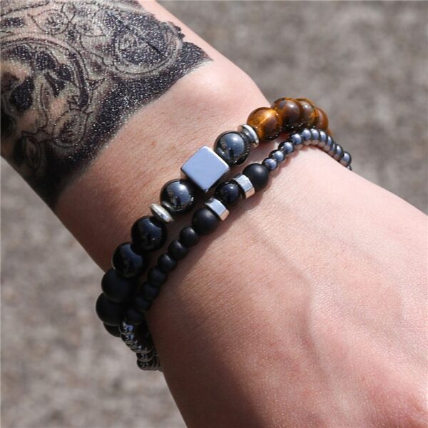 Pulseiras masculina, kit 3 pçs, micro pave cz 8mm disco ball & bar encantos, conjunto, 6mm matte contas de pedra pulseira bileklik - Image 35