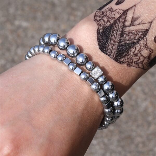 Pulseiras masculina, kit 3 pçs, micro pave cz 8mm disco ball & bar encantos, conjunto, 6mm matte contas de pedra pulseira bileklik - Image 22