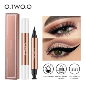 Delineador selo preto líquido, O.TWO.O,  caneta à prova d água, rápido seco double-ended eye liner lápis maquiagem