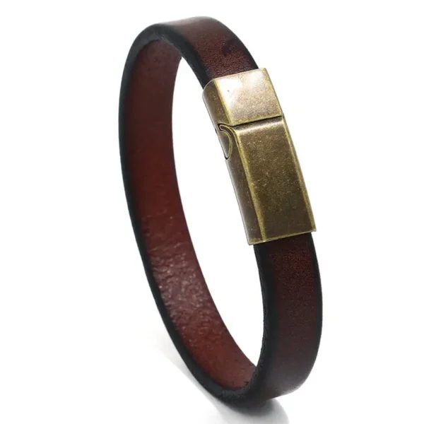 Pulseiras masculina de couro marrom, Jiayiqi, fecho magnético de aço inoxidável, braceletes fashion, novo, presente, 18,5 cm, 20,5 cm, 22,5 cm - Image 5