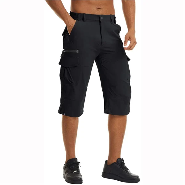 Bermudas masculina cargo, Tacvasen, secagem rápida, 3/4 comprimento, calças capri, multi-bolsos, comprimento do joelho, de verão, praia - Image 8