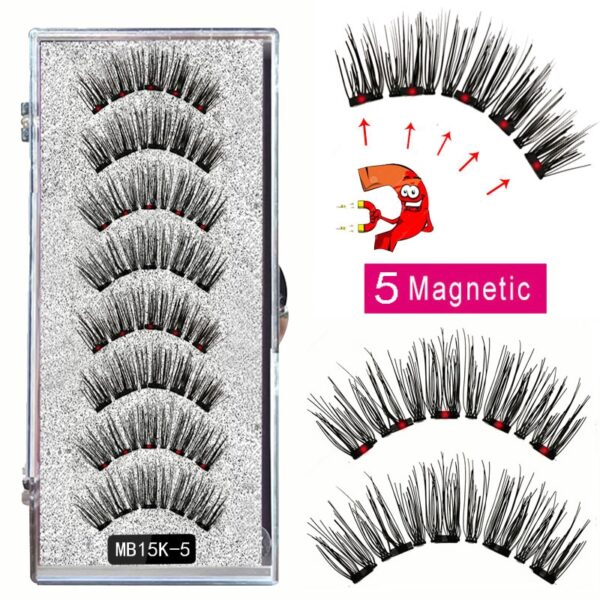 Cílios magnéticos naturais com imã, Mb3k 5,  3d artesanal 8 pçs magnético cílios conjunto pinça vison, olho cílios falso. - Image 20