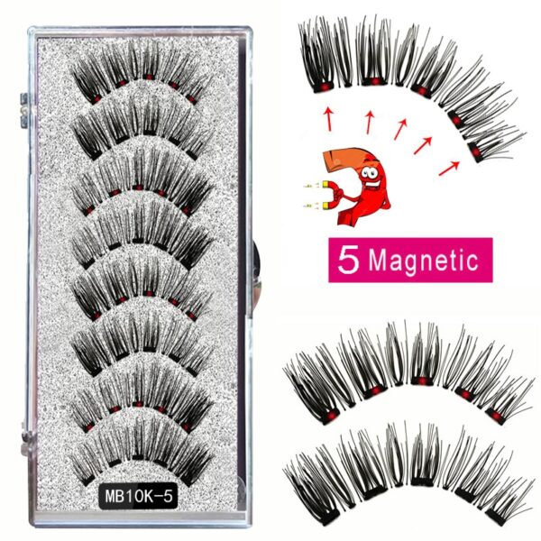 Cílios magnéticos naturais com imã, Mb3k 5,  3d artesanal 8 pçs magnético cílios conjunto pinça vison, olho cílios falso. - Image 32
