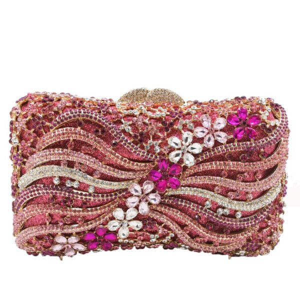Bolsa feminina Cristal Diamante Beading Clutch Purse, Evening Bag, Chain Shoulder Bag, Prata, Ouro, Preto - Image 16