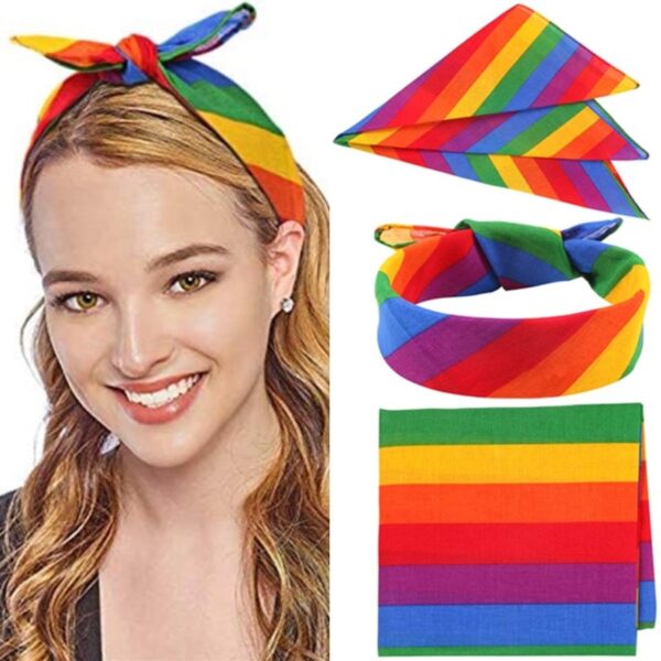 Lenço Quadrado LGBTQ Unisex Arco-íris Bandana, Fontes de Celebração do Partido, Orgulho Gay, Lgbq, Headband, Lenço