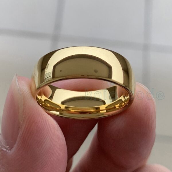 Anéis unissex, Clássico Cor Do Ouro, Casamento Banda De Carboneto De Tungstênio, Jóias Dome Polido Acabado Conforto Fit - Image 3