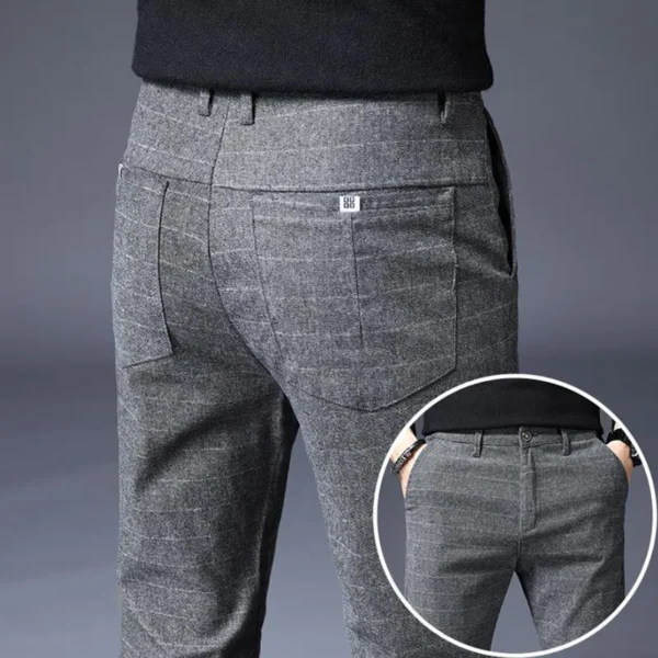 Calças masculina 4 estações, xadrez,  de negócios, roupas em linha reta casual harem calças tamanho 38 - Image 6