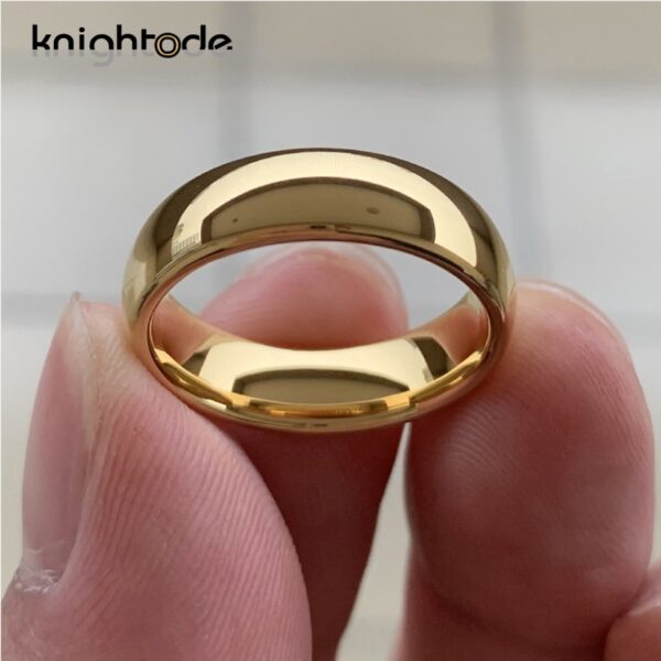Anéis unissex, Clássico Cor Do Ouro, Casamento Banda De Carboneto De Tungstênio, Jóias Dome Polido Acabado Conforto Fit - Image 2