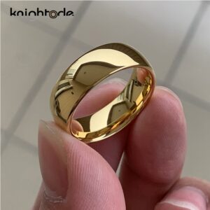 Anéis unissex, Clássico Cor Do Ouro, Casamento Banda De Carboneto De Tungstênio, Jóias Dome Polido Acabado Conforto Fit
