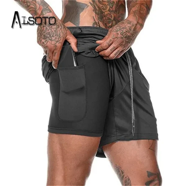 Shorts masculino de secagem rápida, natação, roupa de banho, maiô, calções de banho, praia, ginástica, boxer surf, bolso, verão - Image 3