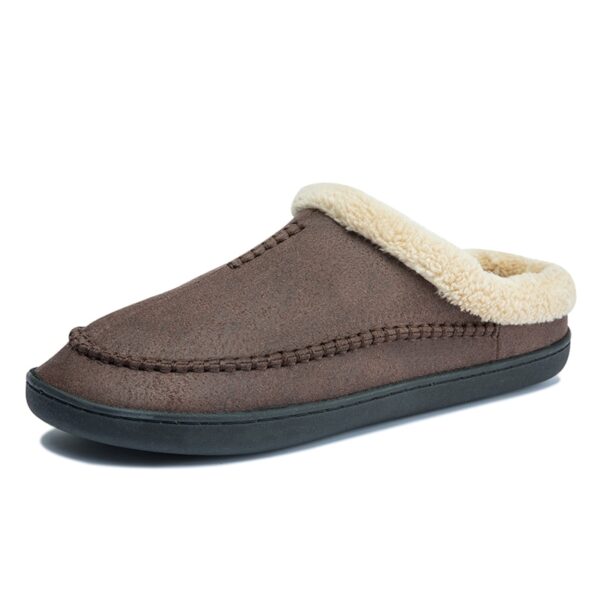 Chinelos masculino de couro impermeáveis, sapatos de algodão de camurça, fundo grosso, quente, casa interior, inverno - Image 7